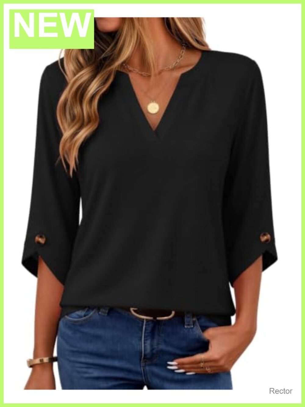 HOTOUCH Women's 3/4 Sleeve V-Neck Blouse Casual Dressy Top